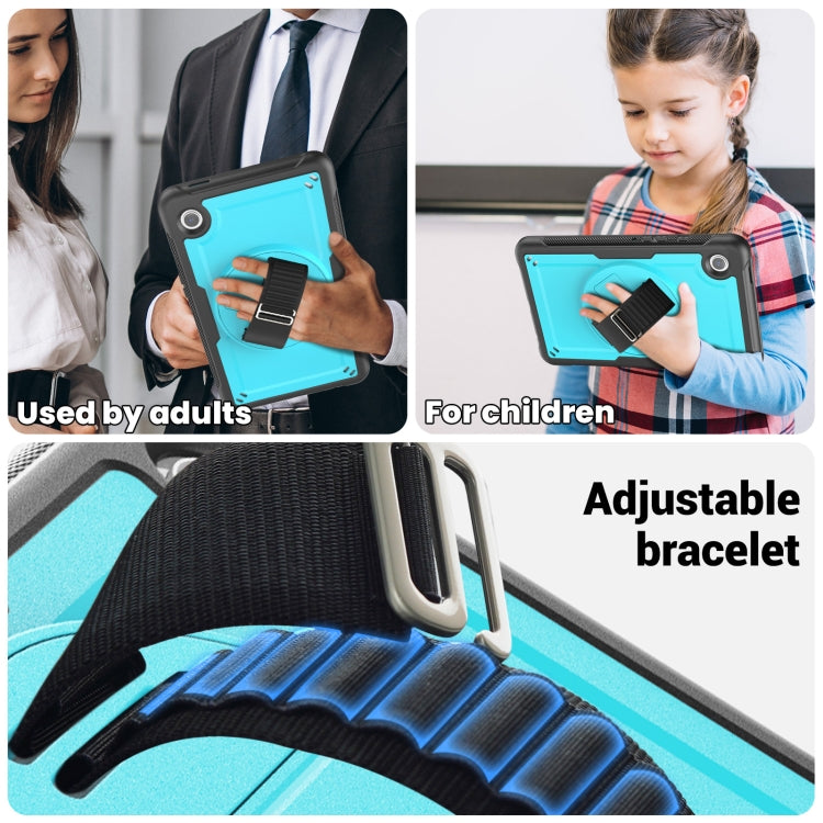 For Samsung Galaxy Tab A11 / A9 Honeycomb Hand Grip Turntable Stand Tablet Case(Light Blue) by bashfashion