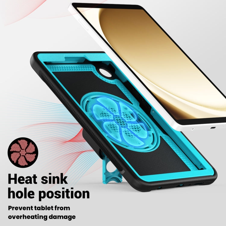 For Samsung Galaxy Tab A11 / A9 Honeycomb Hand Grip Turntable Stand Tablet Case(Light Blue) by bashfashion