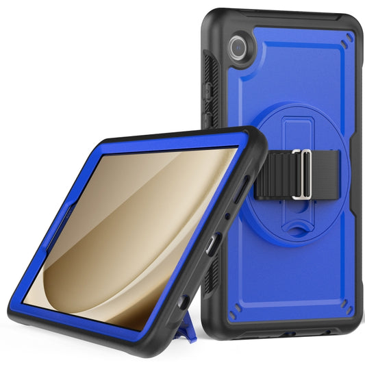 For Samsung Galaxy Tab A11 / A9 Honeycomb Hand Grip Turntable Stand Tablet Case(Dark Blue) by bashfashion