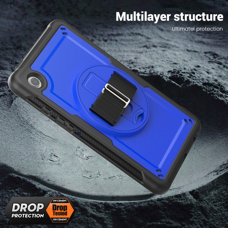 For Samsung Galaxy Tab A11 / A9 Honeycomb Hand Grip Turntable Stand Tablet Case(Dark Blue) by bashfashion