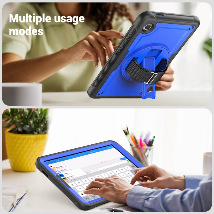 For Samsung Galaxy Tab A11 / A9 Honeycomb Hand Grip Turntable Stand Tablet Case(Dark Blue) by bashfashion