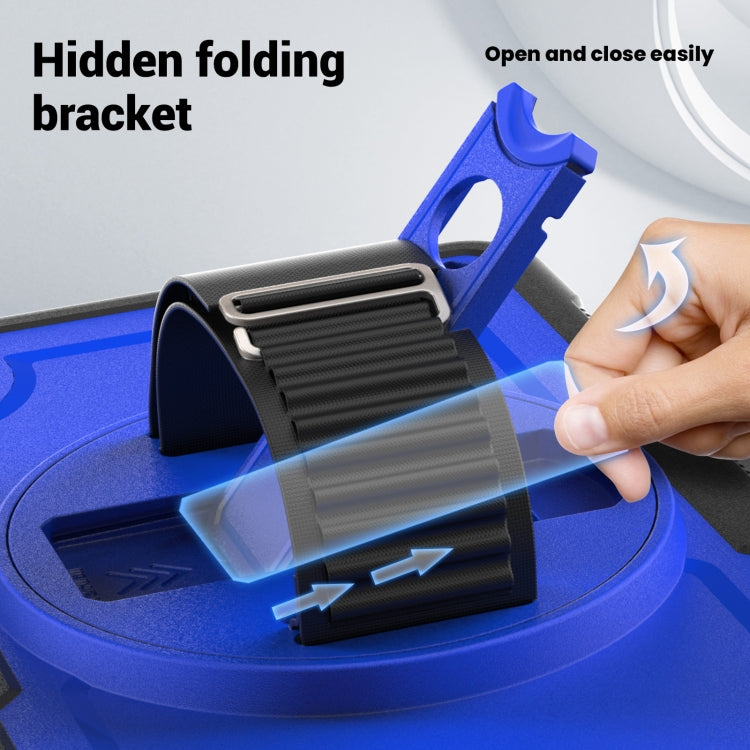 For Samsung Galaxy Tab A11 / A9 Honeycomb Hand Grip Turntable Stand Tablet Case(Dark Blue) by bashfashion