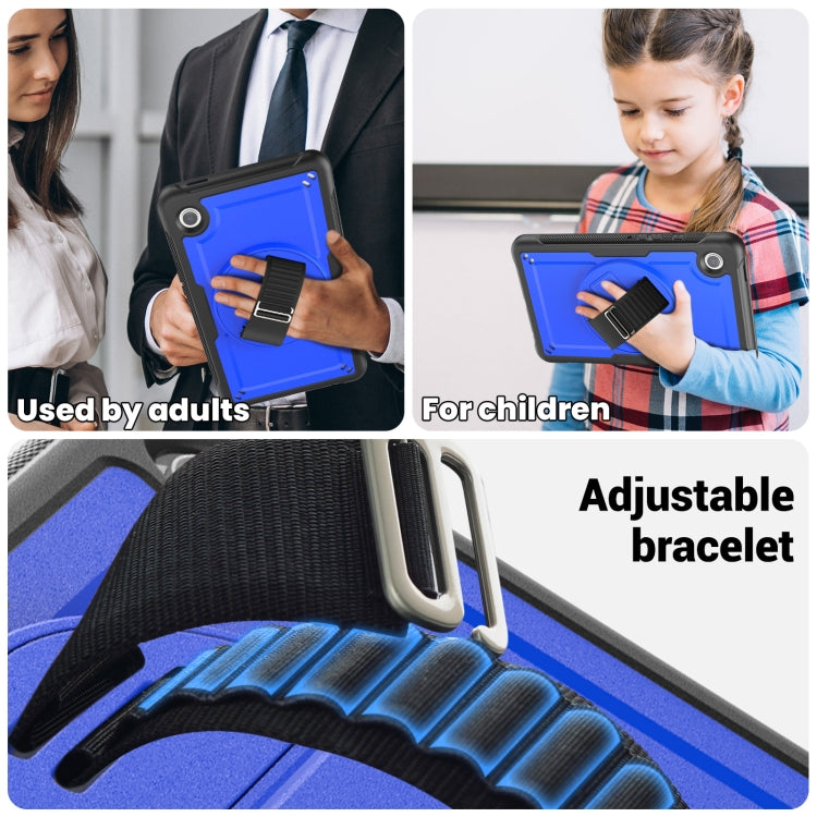For Samsung Galaxy Tab A11 / A9 Honeycomb Hand Grip Turntable Stand Tablet Case(Dark Blue) by bashfashion