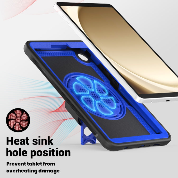 For Samsung Galaxy Tab A11 / A9 Honeycomb Hand Grip Turntable Stand Tablet Case(Dark Blue) by bashfashion