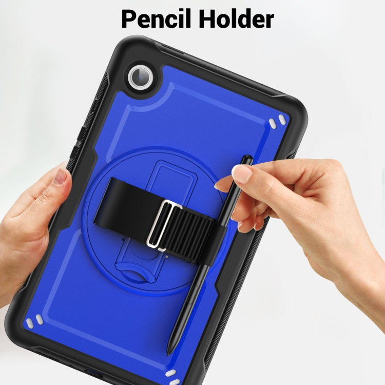 For Samsung Galaxy Tab A11 / A9 Honeycomb Hand Grip Turntable Stand Tablet Case(Dark Blue) by bashfashion