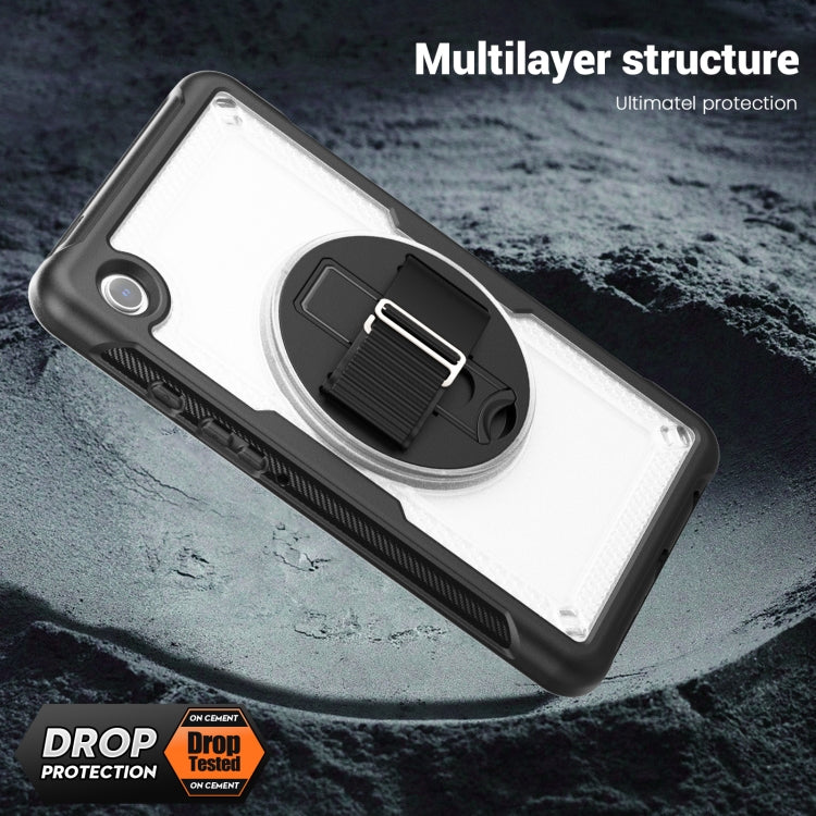 For Samsung Galaxy Tab A11 / A9 Honeycomb Hand Grip Turntable Stand Tablet Case(Transparent) by bashfashion