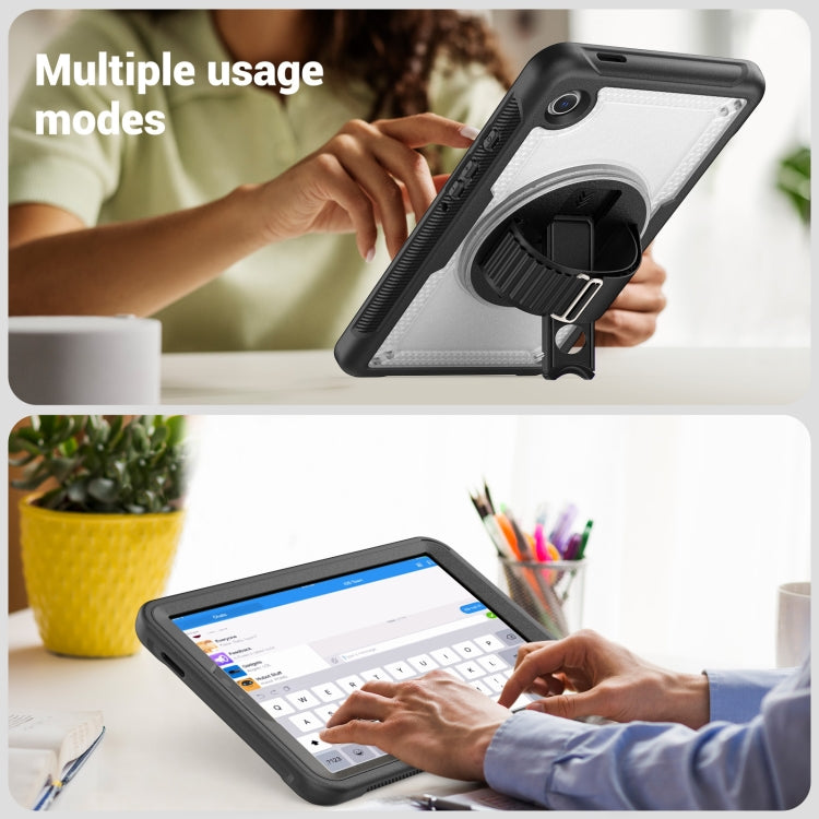 For Samsung Galaxy Tab A11 / A9 Honeycomb Hand Grip Turntable Stand Tablet Case(Transparent) by bashfashion