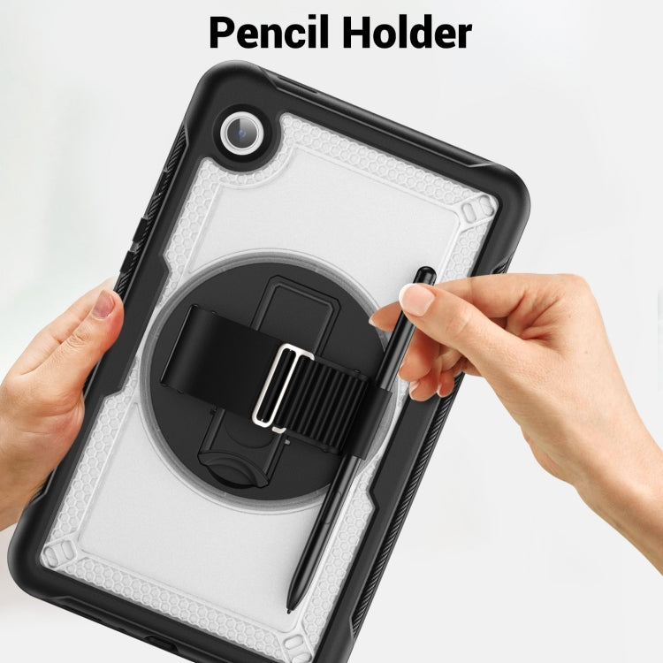 For Samsung Galaxy Tab A11 / A9 Honeycomb Hand Grip Turntable Stand Tablet Case(Transparent) by bashfashion