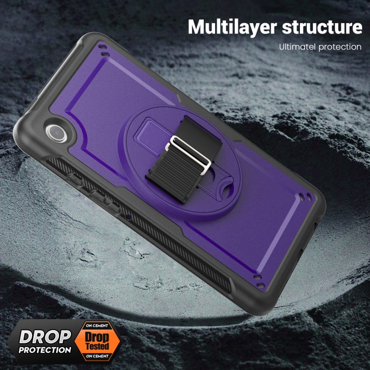 For Samsung Galaxy Tab A11 / A9 Honeycomb Hand Grip Turntable Stand Tablet Case(Purple) by bashfashion