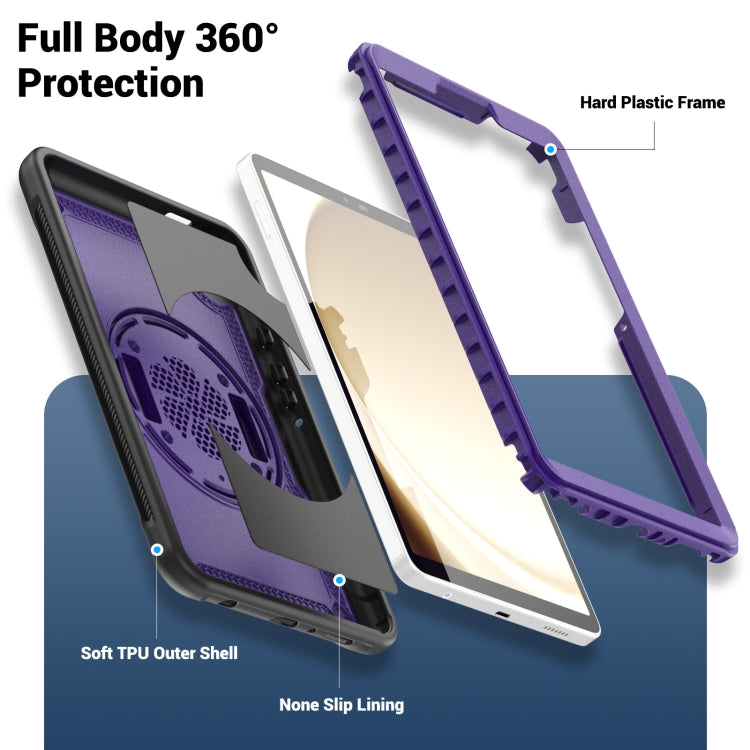 For Samsung Galaxy Tab A11 / A9 Honeycomb Hand Grip Turntable Stand Tablet Case(Purple) by bashfashion