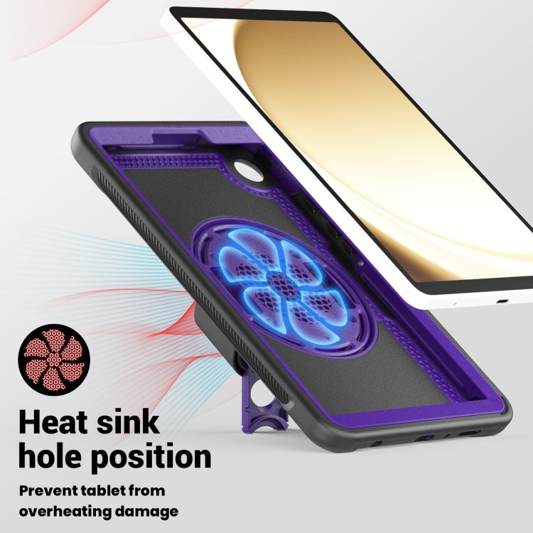 For Samsung Galaxy Tab A11 / A9 Honeycomb Hand Grip Turntable Stand Tablet Case(Purple) by bashfashion