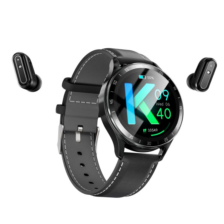 X10 Headphones Smart Watch 1.39 inch Waterproof Bracelet, Support Bluetooth Call / NFC / Heart Rate(Black + Leather) by bashfashion