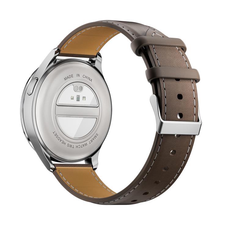 X10 Headphones Smart Watch 1.39 inch Waterproof Bracelet, Support Bluetooth Call / NFC / Heart Rate(Silver + Brown Leather) by bashfashion