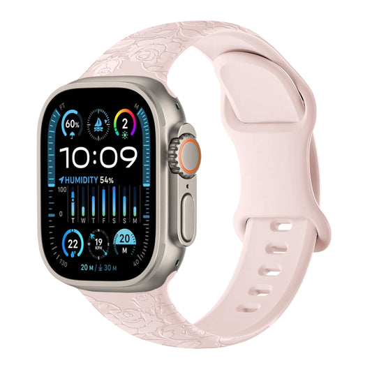 For Apple Watch Ultra 2 49mm Rose Embossed Silicone Watch Band(Pink) by bashfashion