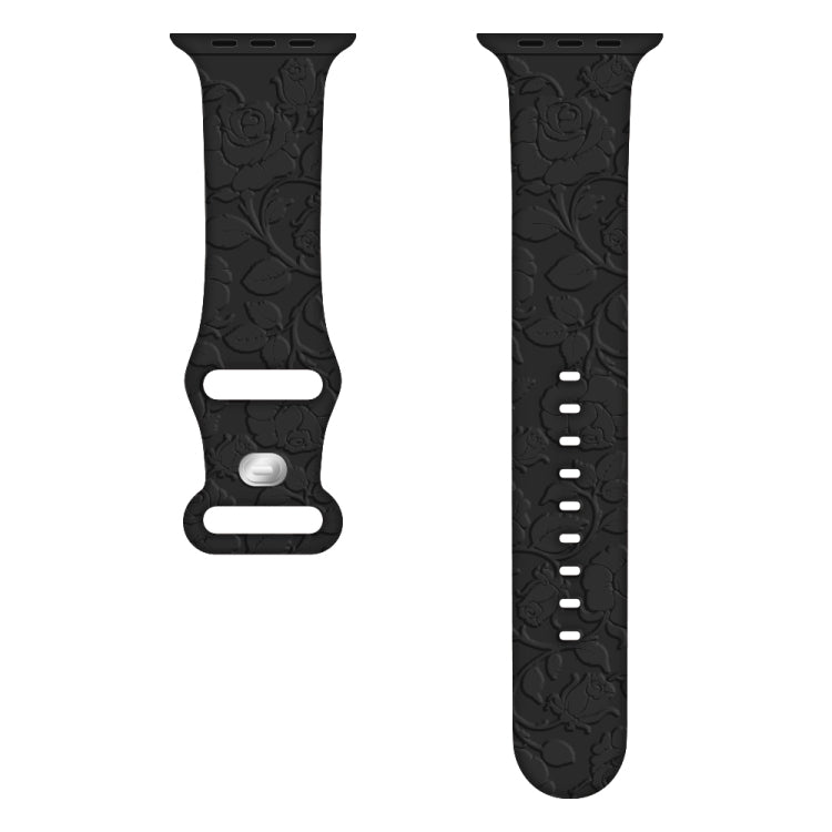 For Apple Watch Ultra 2 49mm Rose Embossed Silicone Watch Band(Black) by bashfashion