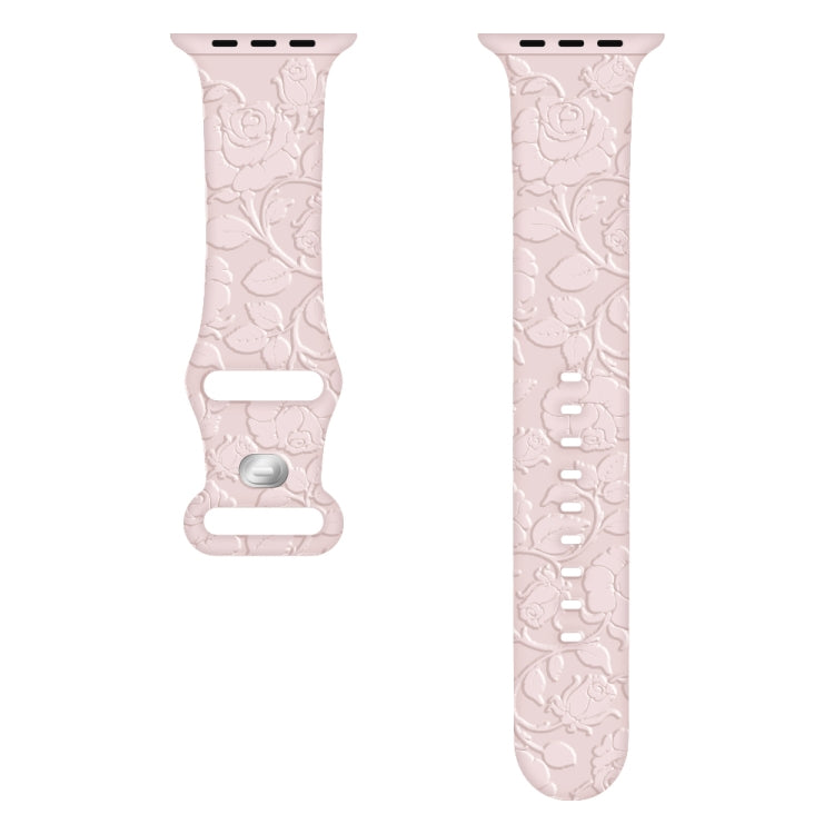 For Apple Watch Ultra 49mm Rose Embossed Silicone Watch Band(Pink) by bashfashion