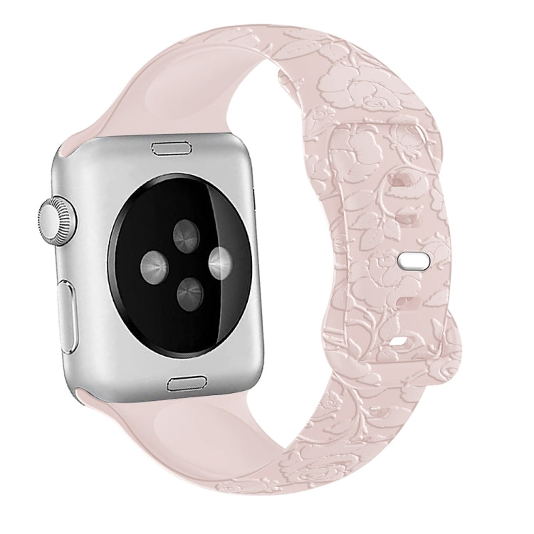For Apple Watch Ultra 49mm Rose Embossed Silicone Watch Band(Pink) by bashfashion