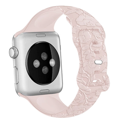 For Apple Watch Ultra 49mm Rose Embossed Silicone Watch Band(Pink) by bashfashion