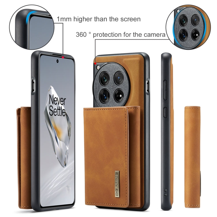 For OnePlus 12 DG.MING M1 Series 3-Fold Multi Card Wallet + Magnetic Phone Case(Brown) by DG.MING