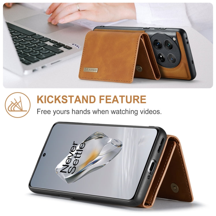 For OnePlus 12 DG.MING M1 Series 3-Fold Multi Card Wallet + Magnetic Phone Case(Brown) by DG.MING