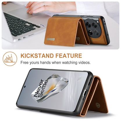 For OnePlus 12 DG.MING M1 Series 3-Fold Multi Card Wallet + Magnetic Phone Case(Brown) by DG.MING