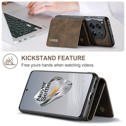 For OnePlus 12 DG.MING M1 Series 3-Fold Multi Card Wallet + Magnetic Phone Case(Coffee) by DG.MING