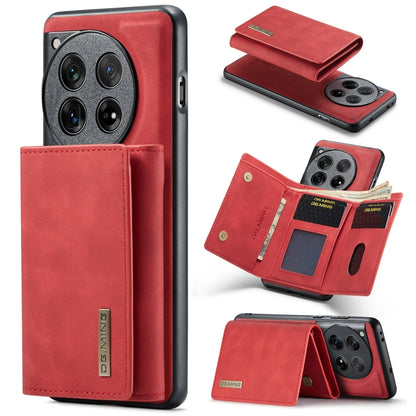 For OnePlus 12 DG.MING M1 Series 3-Fold Multi Card Wallet + Magnetic Phone Case(Red) by DG.MING