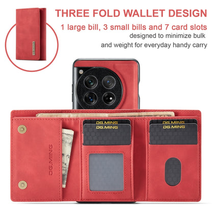 For OnePlus 12 DG.MING M1 Series 3-Fold Multi Card Wallet + Magnetic Phone Case(Red) by DG.MING