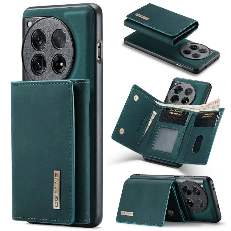 For OnePlus 12 DG.MING M1 Series 3-Fold Multi Card Wallet + Magnetic Phone Case(Green) by DG.MING