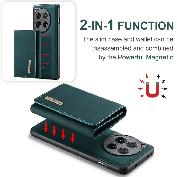 For OnePlus 12 DG.MING M1 Series 3-Fold Multi Card Wallet + Magnetic Phone Case(Green) by DG.MING