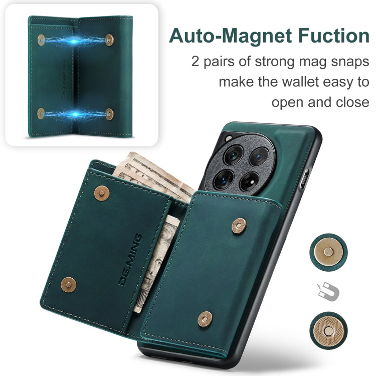 For OnePlus 12 DG.MING M1 Series 3-Fold Multi Card Wallet + Magnetic Phone Case(Green) by DG.MING