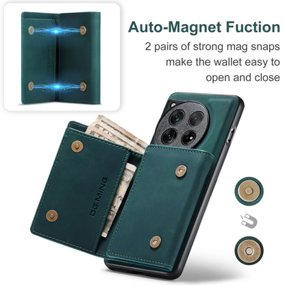 For OnePlus 12 DG.MING M1 Series 3-Fold Multi Card Wallet + Magnetic Phone Case(Green) by DG.MING
