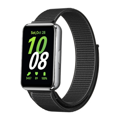 For Samsung Galaxy Fit 3 Woven Nylon Loop Watch Band(Black) by bashfashion
