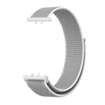 For Samsung Galaxy Fit 3 Woven Nylon Loop Watch Band(Grey White) by bashfashion