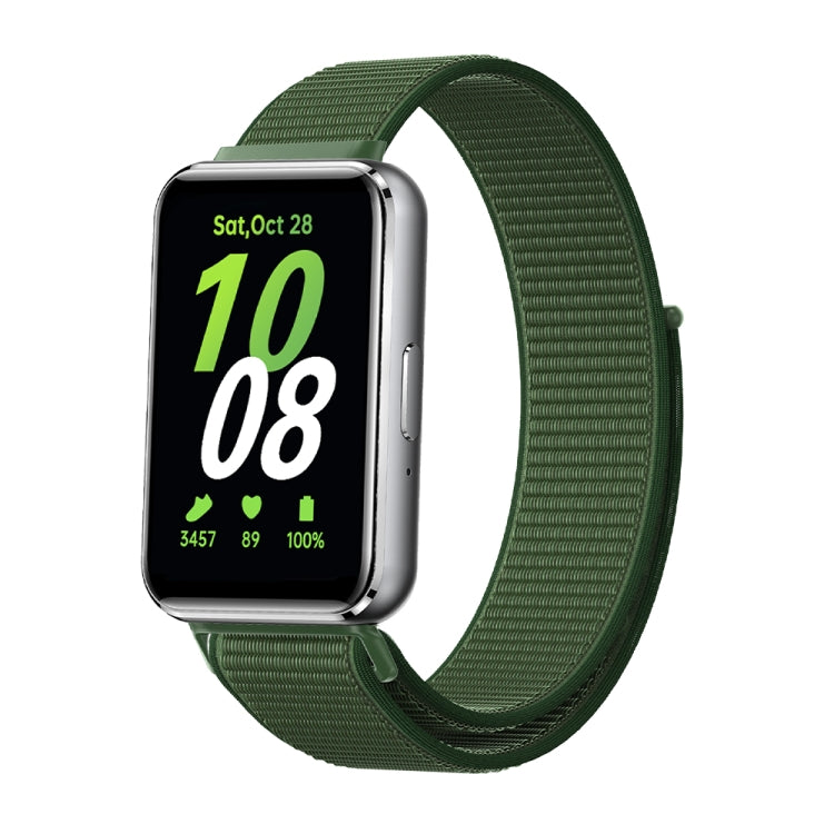 For Samsung Galaxy Fit 3 Woven Nylon Loop Watch Band(Army Green) by bashfashion