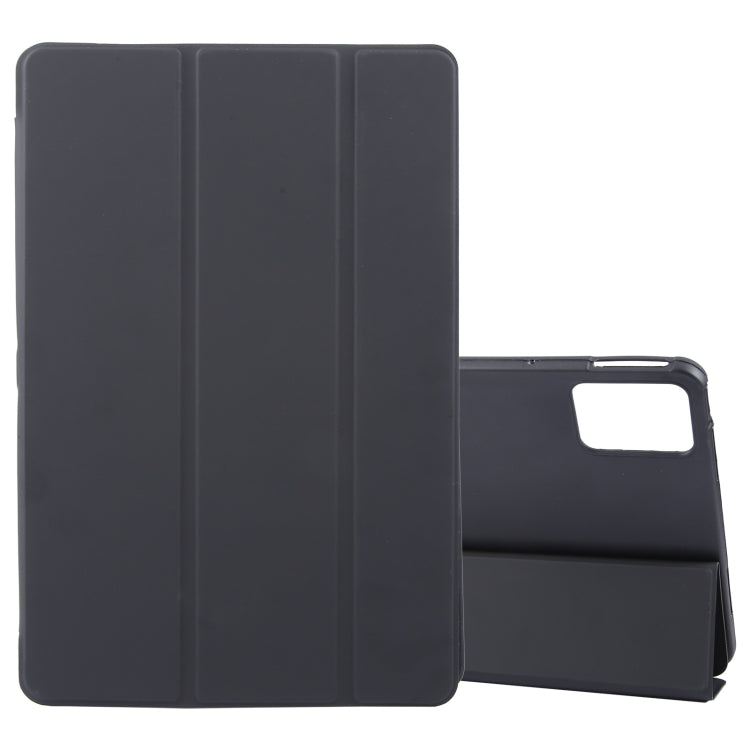 For Lenovo Tab P12 12.7 2025 Tri-fold Silicone Leather Tablet Case(Black) by bashfashion