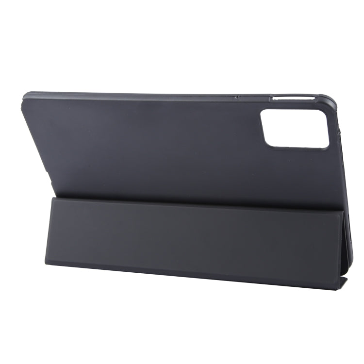 For Lenovo Tab P12 12.7 2025 Tri-fold Silicone Leather Tablet Case(Black) by bashfashion