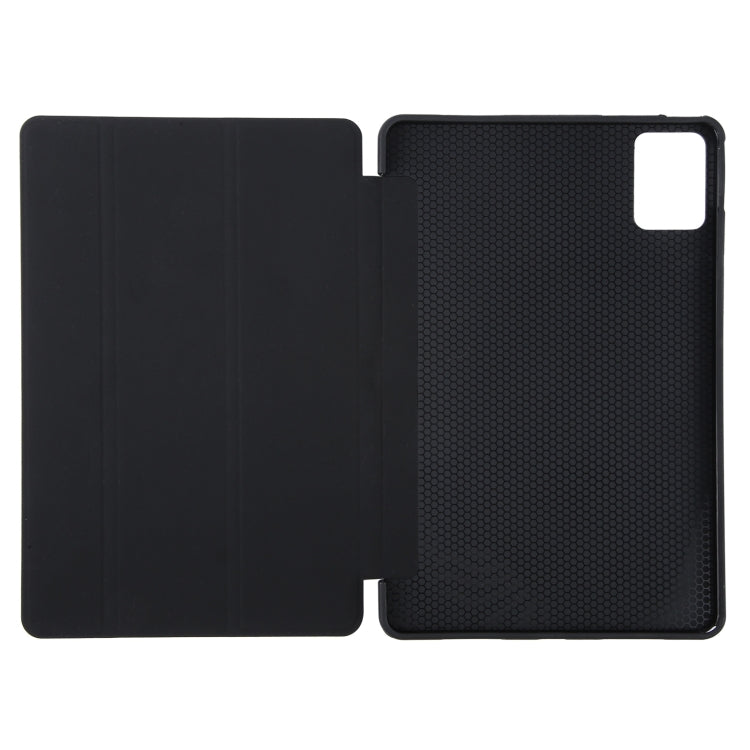 For Lenovo Tab P12 12.7 2025 Tri-fold Silicone Leather Tablet Case(Black) by bashfashion
