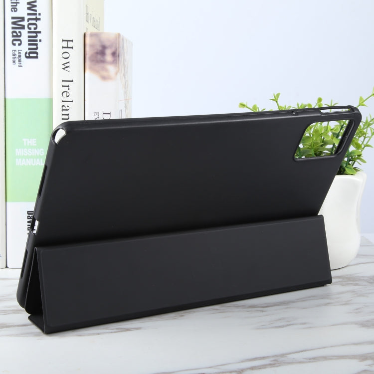 For Lenovo Tab P12 12.7 2025 Tri-fold Silicone Leather Tablet Case(Black) by bashfashion