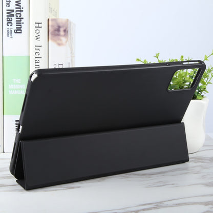 For Lenovo Tab P12 12.7 2025 Tri-fold Silicone Leather Tablet Case(Black) by bashfashion