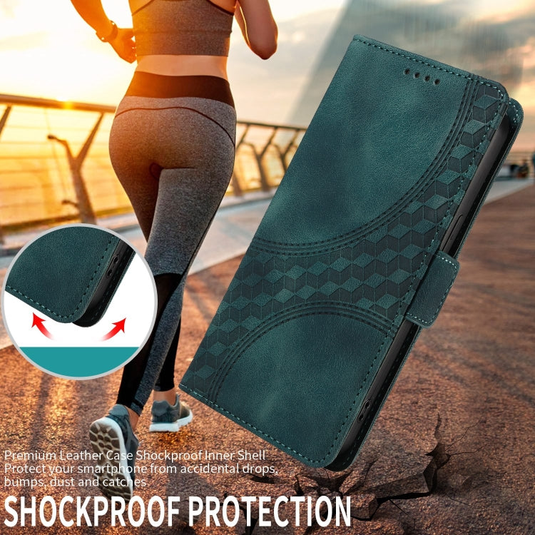 For iPhone SE 2024 Embossed Rhombus Starry Leather Phone Case(Green) by bashfashion