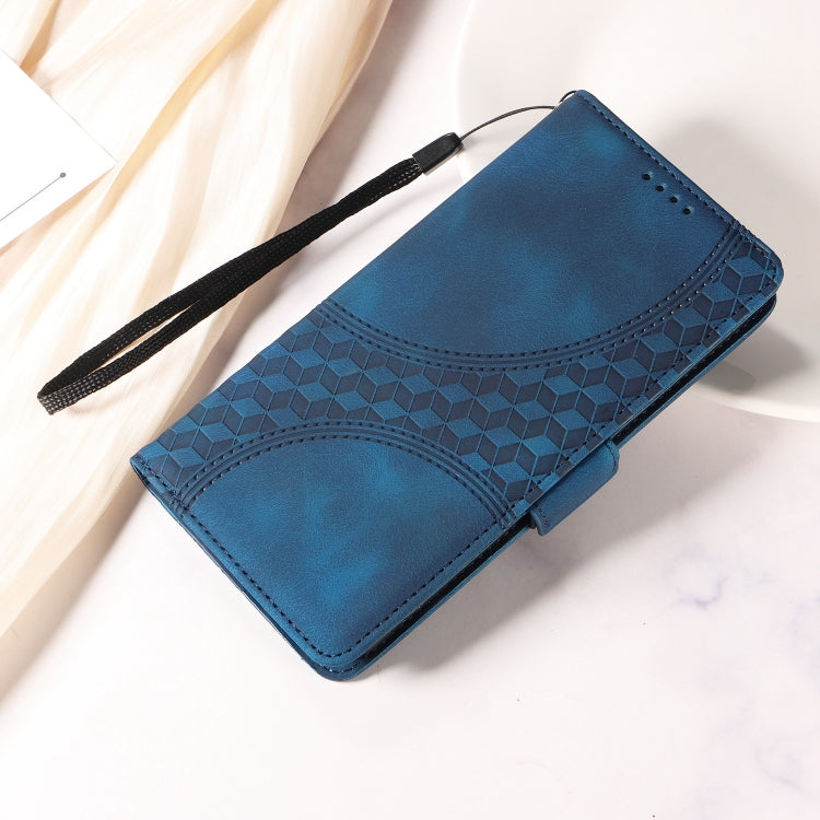For iPhone SE 2024 Embossed Rhombus Starry Leather Phone Case(Blue) by bashfashion