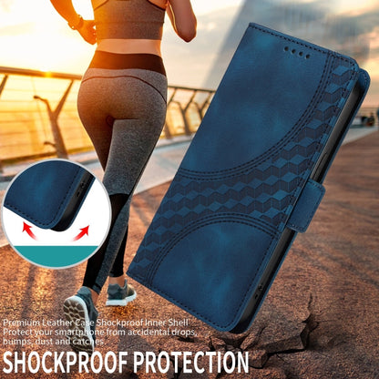 For iPhone SE 2024 Embossed Rhombus Starry Leather Phone Case(Blue) by bashfashion