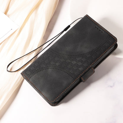 For iPhone SE 2024 Embossed Rhombus Starry Leather Phone Case(Black) by bashfashion