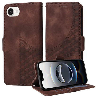 For iPhone SE 2024 Embossed Rhombus Starry Leather Phone Case(Brown) by bashfashion