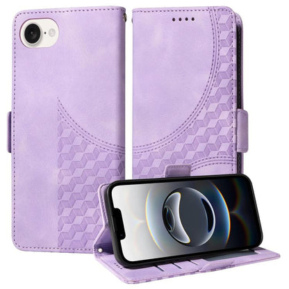 For iPhone SE 2024 Embossed Rhombus Starry Leather Phone Case(Purple) by bashfashion