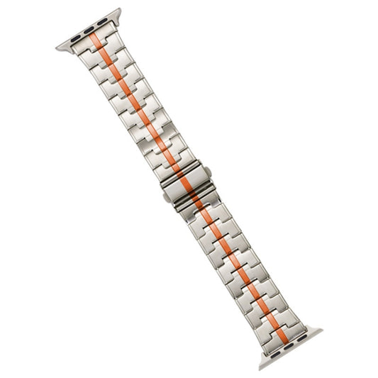 For Apple Watch SE 2023 44mm Stainless Steel Watch Band(Starlight Orange) by bashfashion