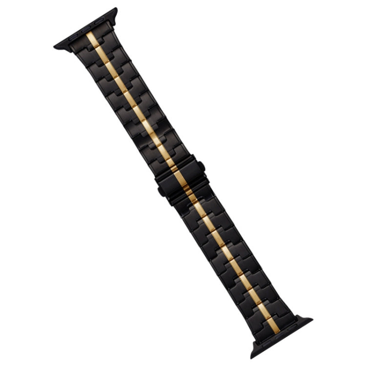 For Apple Watch Ultra 2 49mm Stainless Steel Watch Band(Black Gold) by bashfashion