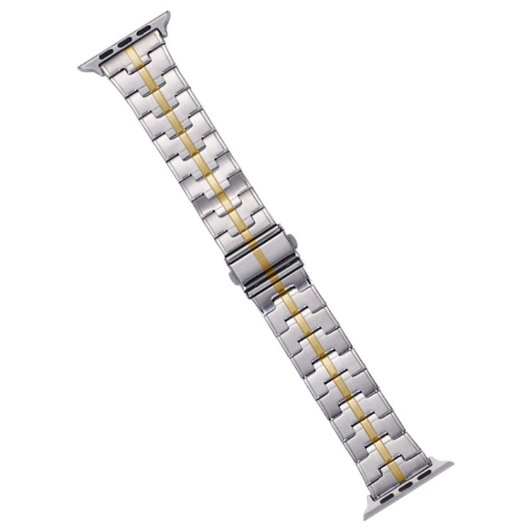 For Apple Watch Ultra 2 49mm Stainless Steel Watch Band(Silver Gold) by bashfashion
