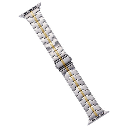 For Apple Watch Ultra 2 49mm Stainless Steel Watch Band(Silver Gold) by bashfashion